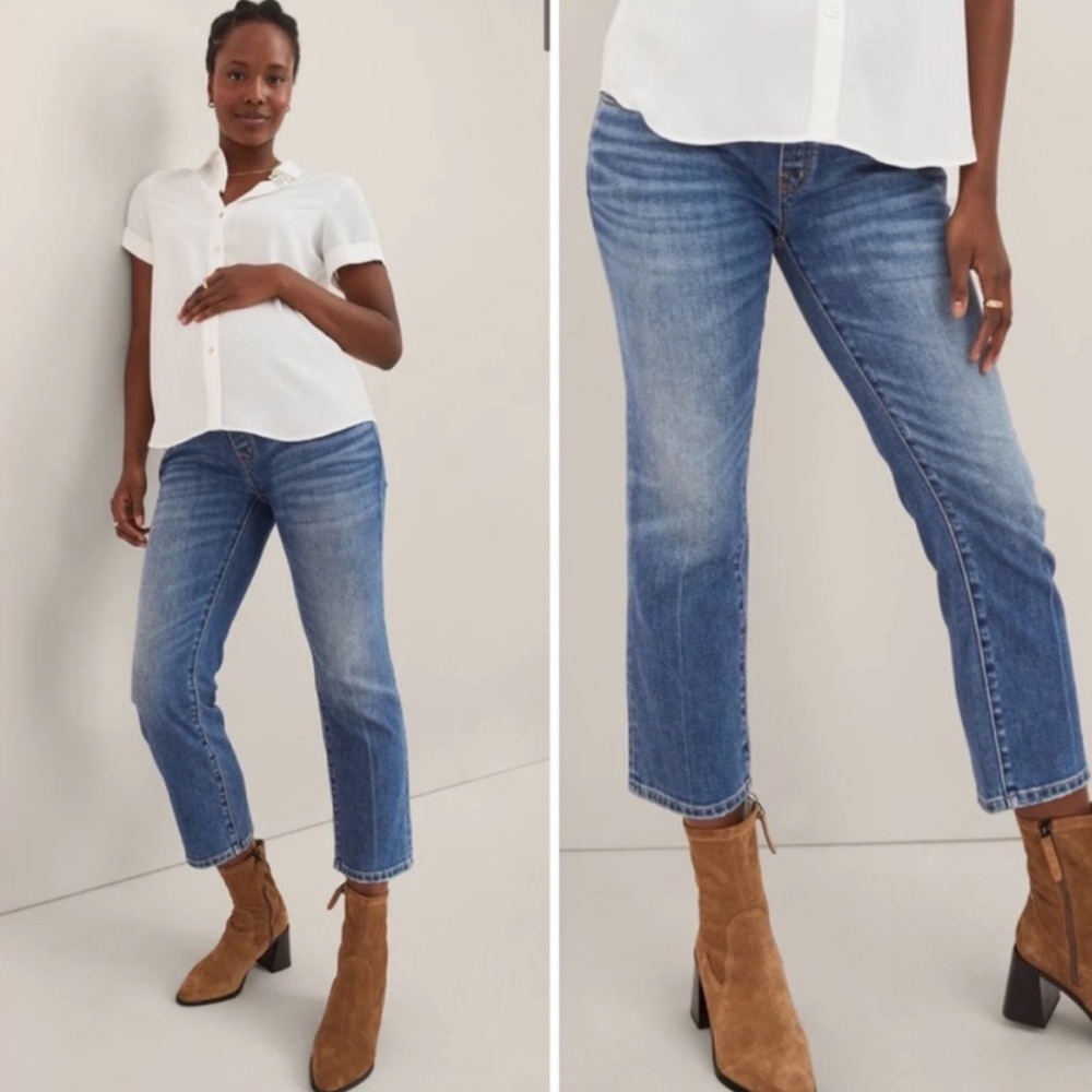 Hatch Maternity Over the Belly Straight Stovepipe Leg Jeans 25